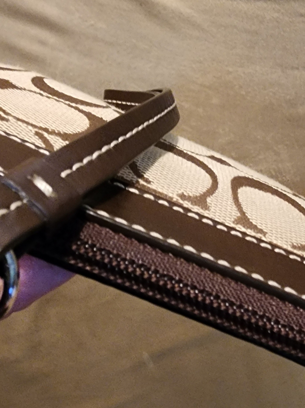 Coach Brown/Tan Signature Canvas Wristlet with Dust Bag - Picture 7 of 8